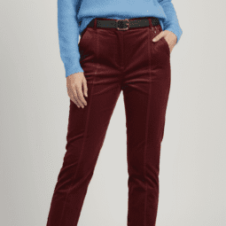 Pantalone de raiat rosu catifea