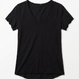 tricou negru cu decolteu in V pentru femei