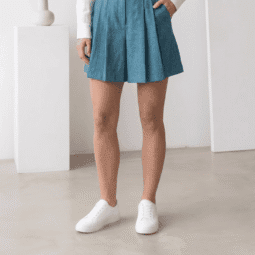 Fusta Pantalon scurt de Blug cu Pliuri si Curea
