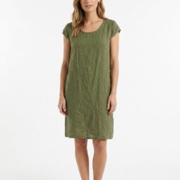 Rochie verde casual din material lejer