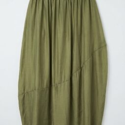Fustă lungă de culoare verde olive, cu elastic în talie