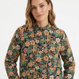 Jachetă cu model floral colorat pentru femei